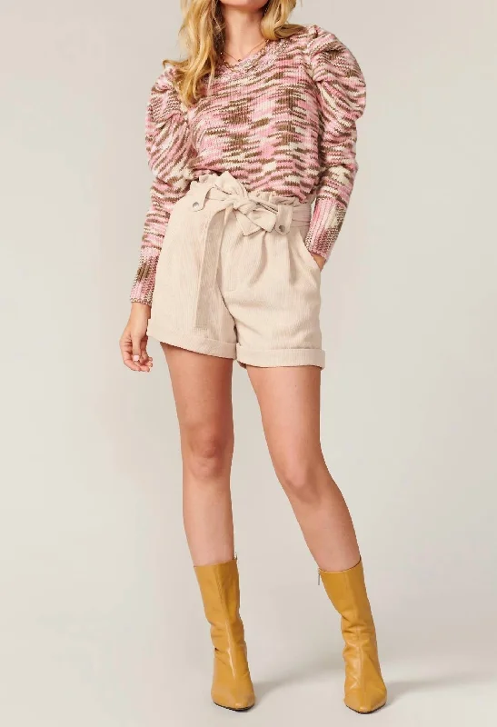 Printed Floral Women Shorts for a Summer - Ready StyleHigh Waist Corduroy Short In Cream