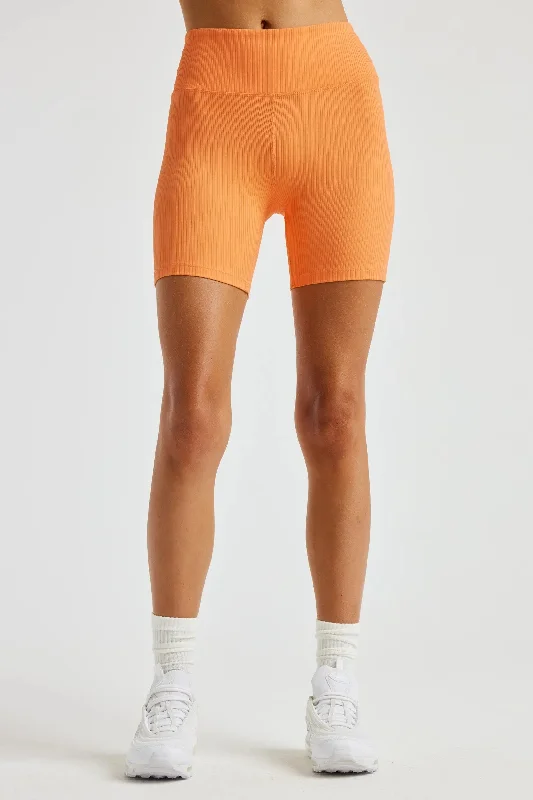 Patterned Geometric Women Shorts for a Modern AppealRibbed High High Biker Short