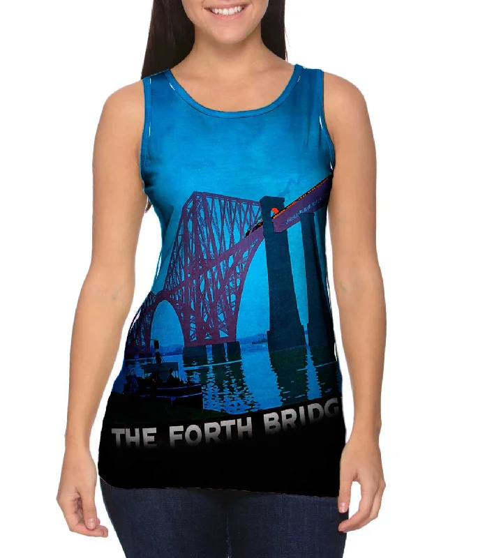 Women's Button - Down Tank Tops in Striped PatternsThe Forth Bridge Blue