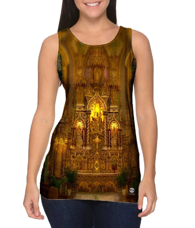 High - Neck Women's Silk Blend Tank Tops for a Luxurious FeelThe Front Of The Notre Dame Cathedral Basilica