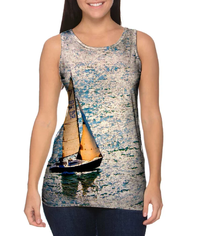 Women's Spaghetti Strap Tank Tops with Geometric PatternsThe Sailboat