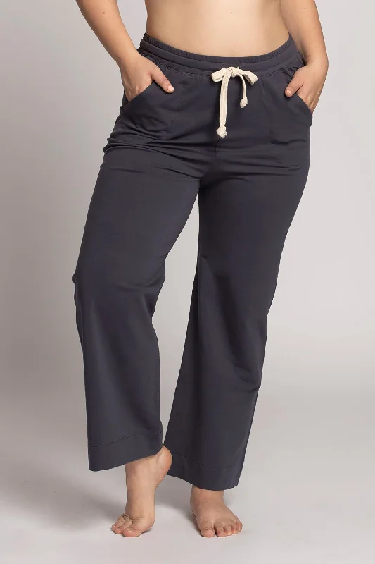 Loose - fitting navy - blue linen lounge pants for a nautical - inspired styleFrench Terry Wide Leg Lounge Pants