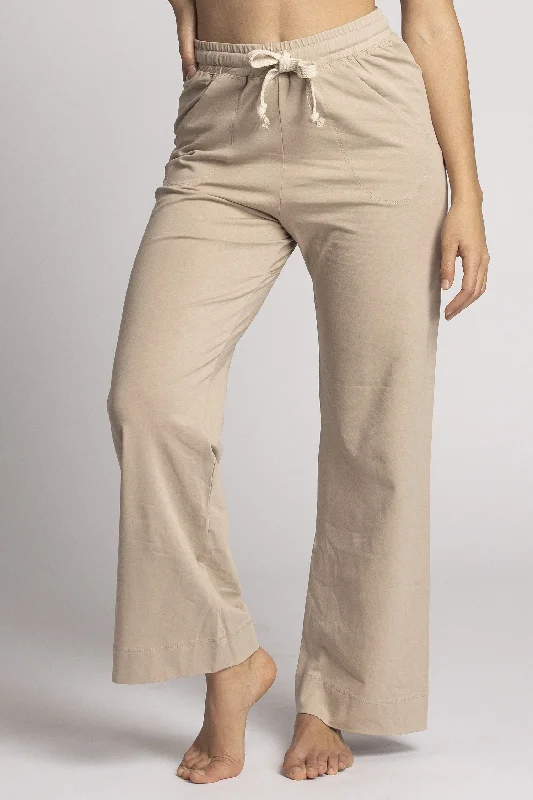 Slim - fit olive - green corduroy lounge pants for a vintage feelOrganic Cotton Wide Leg Lounge Pants